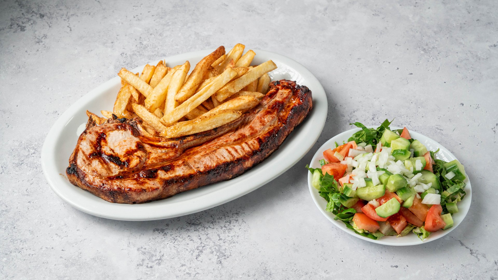 Pork Chop – authentic Cypriot dish at I Xrisi Smila, Larnaca